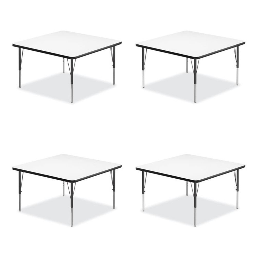 CORRELL, INC. 4848DE80954P Markerboard Activity Tables, Square, 48" x 48" x 19" to 29", White Top, Black Legs, 4/Pallet