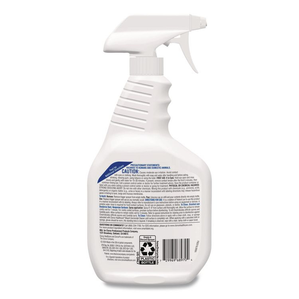 CLOROX SALES CO. Healthcare® 68970EA Bleach Germicidal Cleaner, 32 oz Spray Bottle