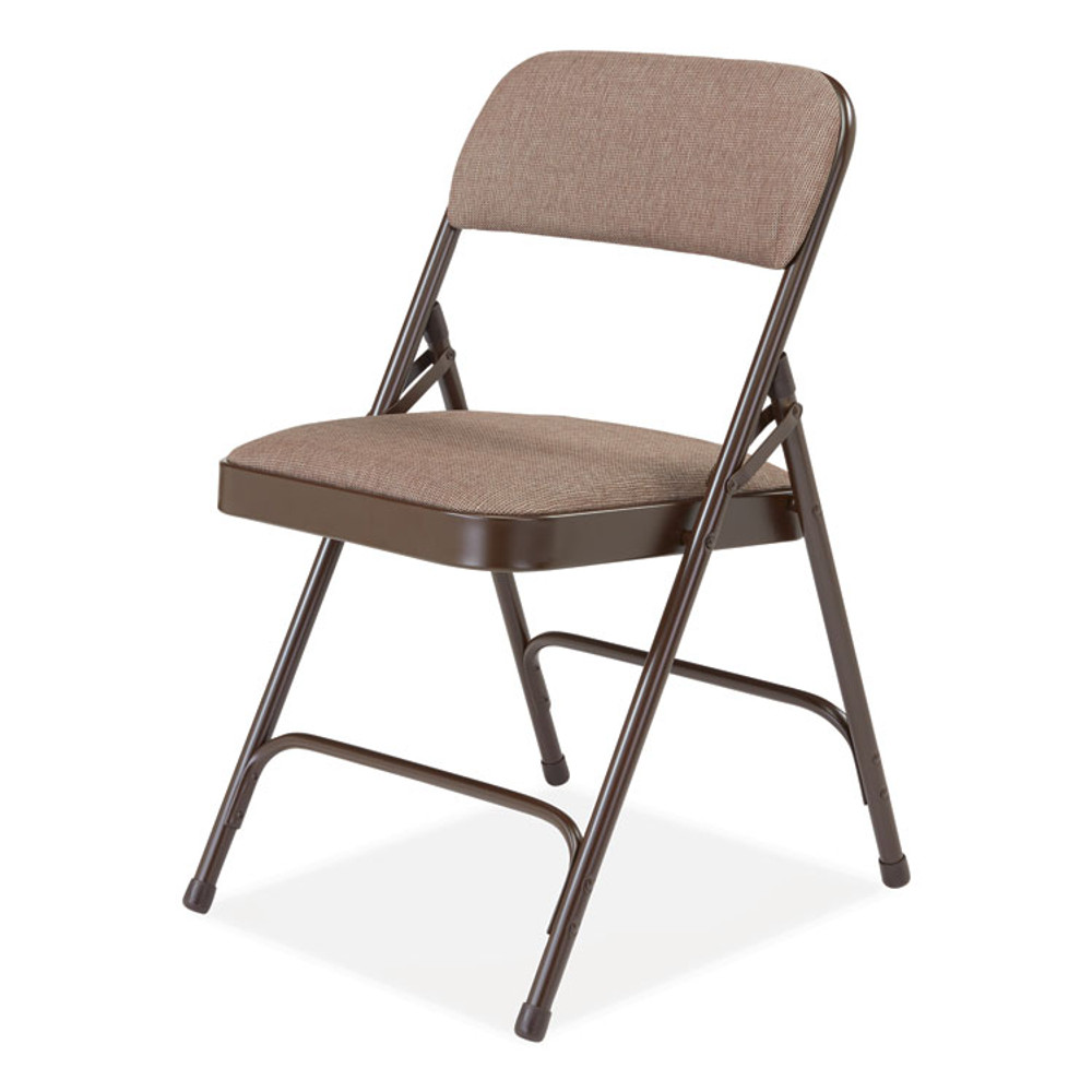 NATIONAL PUBLIC SEATING NPS® 2207 2200 Series Fabric Dual-Hinge Premium Folding Chair, Supports Up to 500 lb, Walnut Seat, Walnut Back, Brown Base, 4/Carton