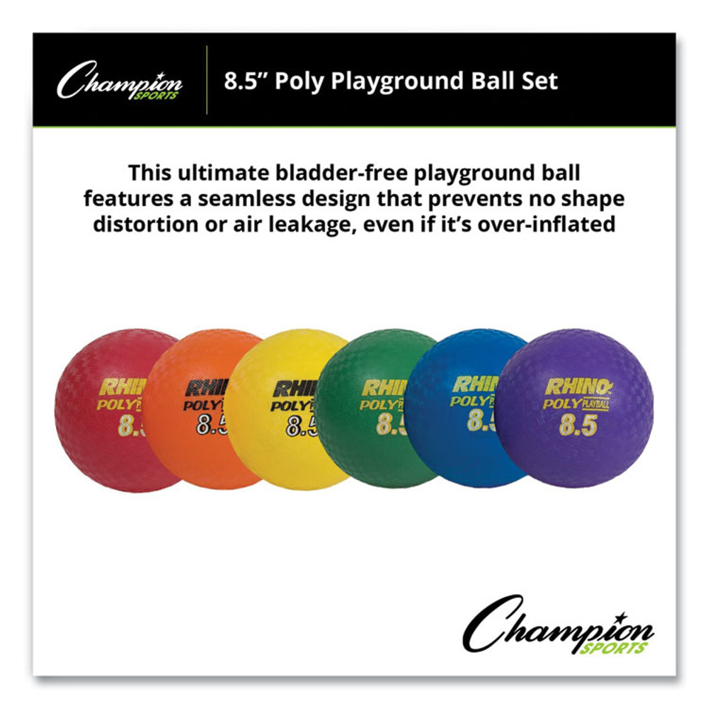 CHAMPION SPORT Sports PX85SET Rhino Playground Ball Set, 8.5" Diameter, Assorted Colors, 6/Set