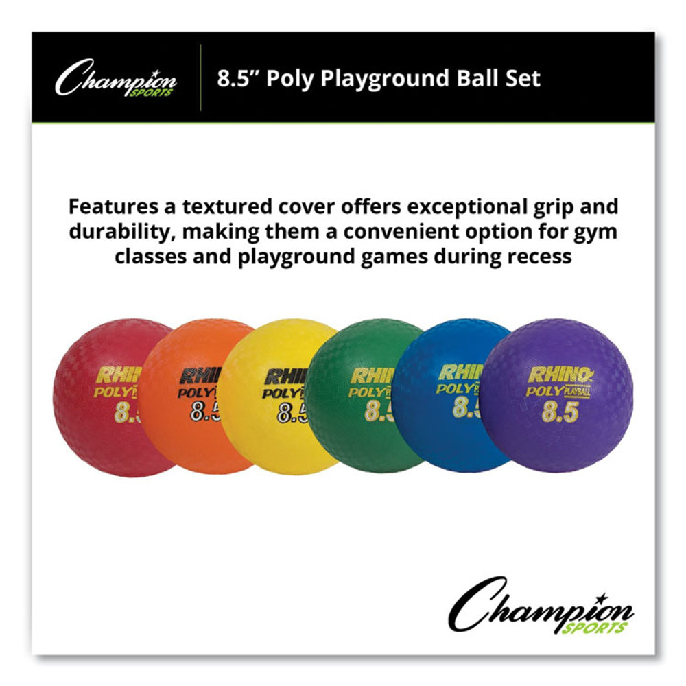 CHAMPION SPORT Sports PX85SET Rhino Playground Ball Set, 8.5" Diameter, Assorted Colors, 6/Set