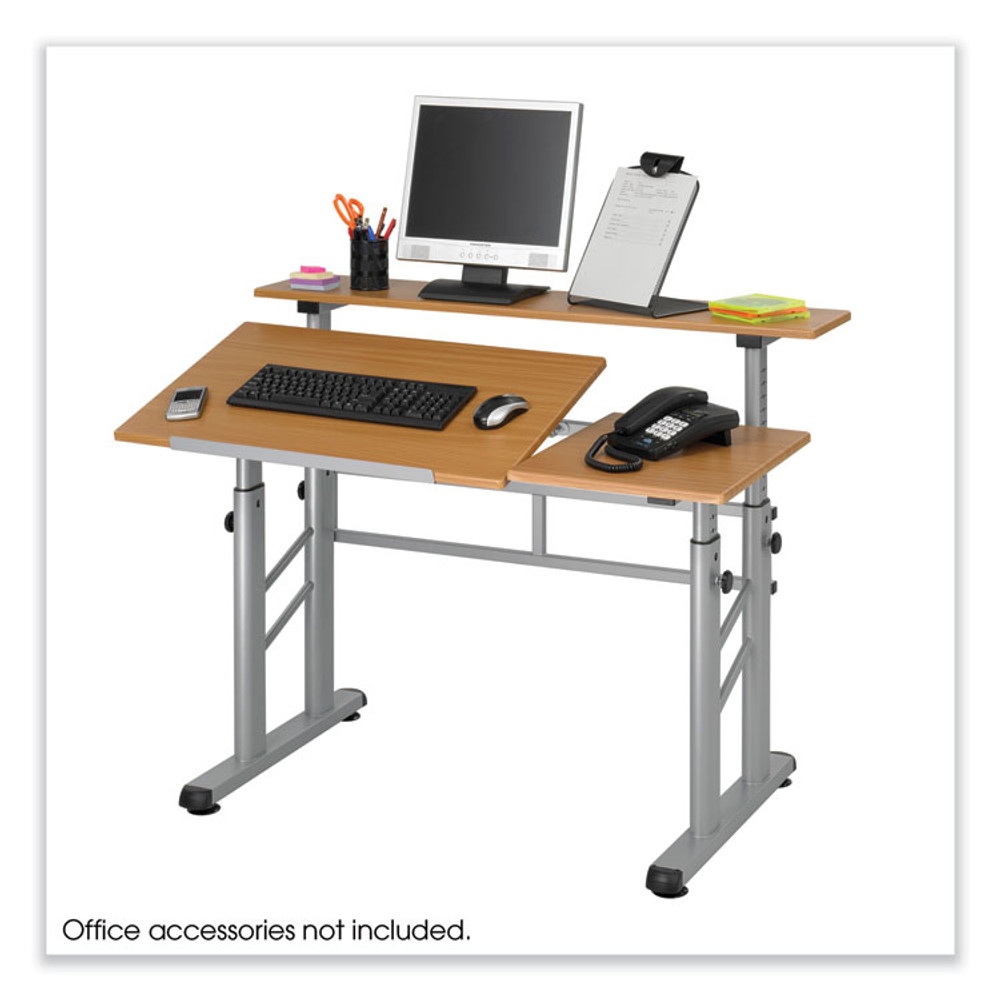 SAFCO PRODUCTS 3965MO Height-Adjustable Split Level Drafting Table, Rectangular/Square, 47.25 x 29.75 x 26 to 37.25, Medium Oak