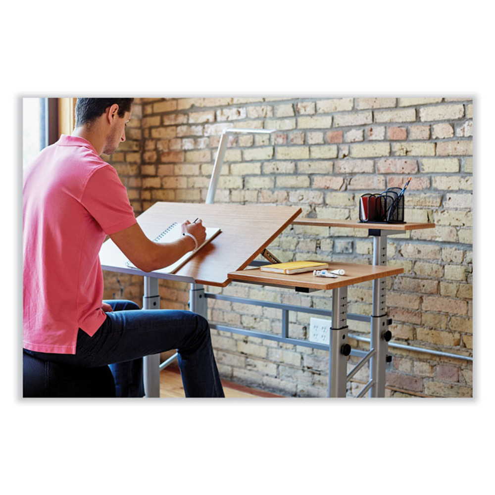 SAFCO PRODUCTS 3965MO Height-Adjustable Split Level Drafting Table, Rectangular/Square, 47.25 x 29.75 x 26 to 37.25, Medium Oak