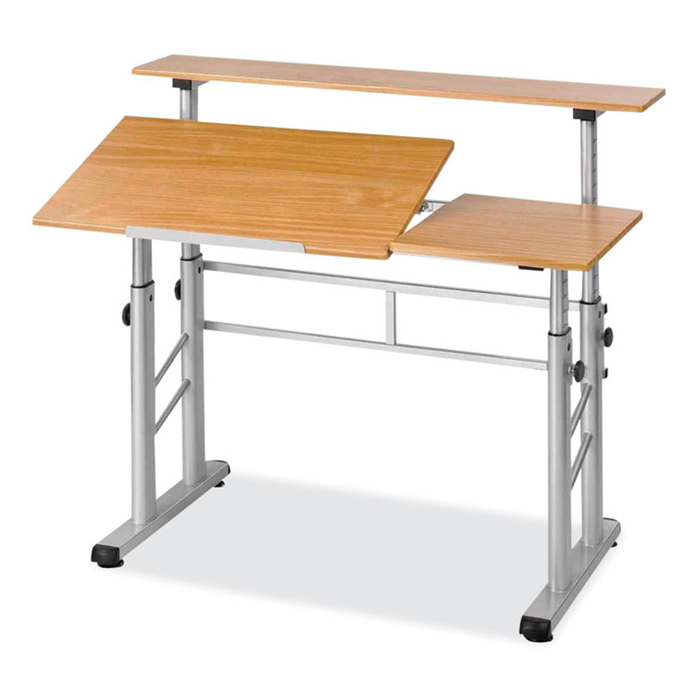 SAFCO PRODUCTS 3965MO Height-Adjustable Split Level Drafting Table, Rectangular/Square, 47.25 x 29.75 x 26 to 37.25, Medium Oak