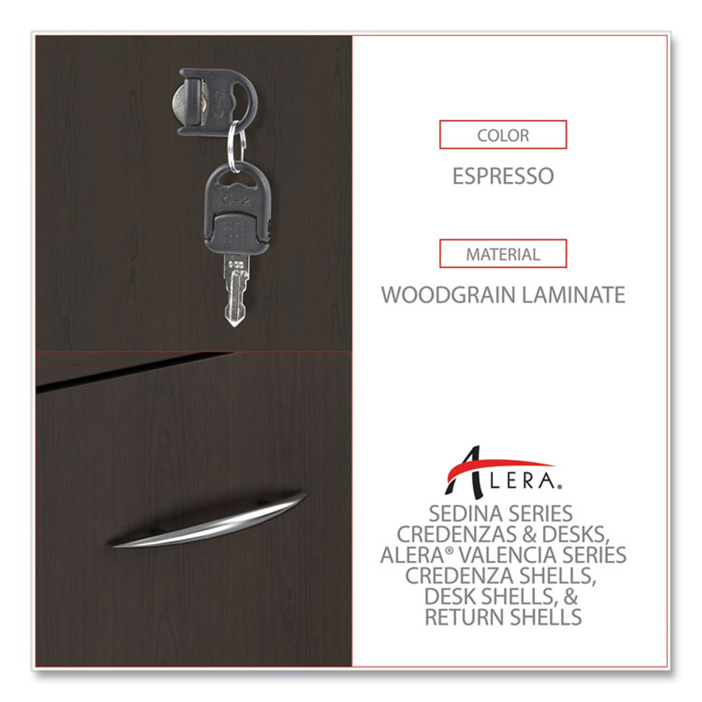 ALERA VA582816ES Alera Valencia Series Mobile Pedestal, Left or Right, 2 Legal/Letter-Size File Drawers, Espresso, 15.38" x 20" x 26.63"