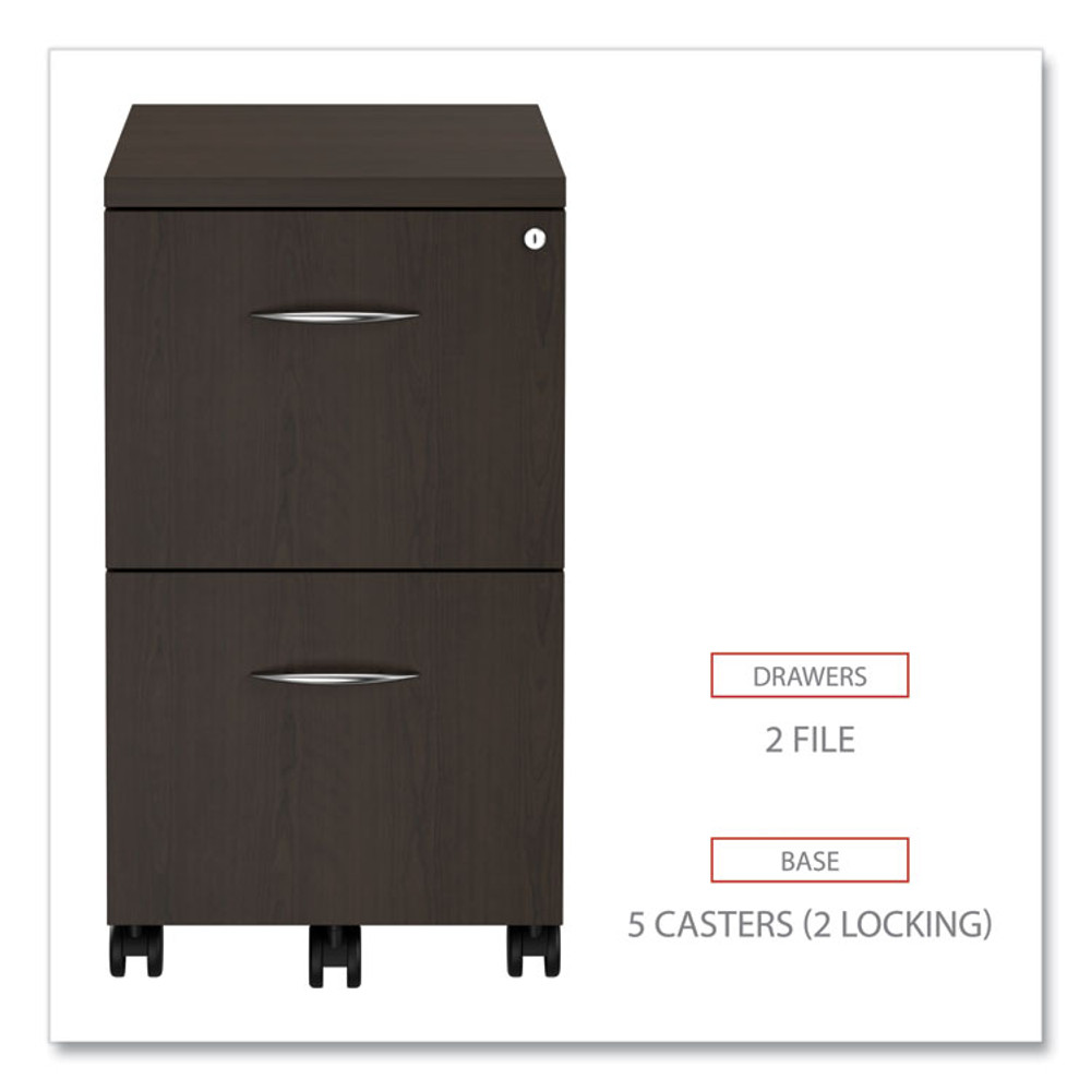 ALERA VA582816ES Alera Valencia Series Mobile Pedestal, Left or Right, 2 Legal/Letter-Size File Drawers, Espresso, 15.38" x 20" x 26.63"