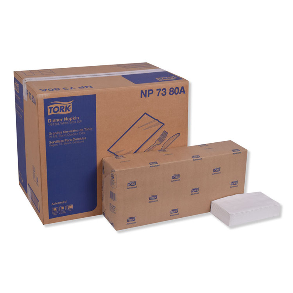 SCA TISSUE Tork® NP7380A Advanced Dinner Napkin,3-Ply,17" x 16.125",1/8 Fold, White,1740/CT