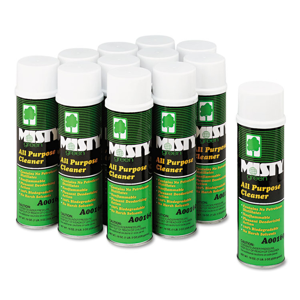 ZEP INC. Misty® 1001583 Green All-Purpose Cleaner, Citrus Scent, 19 oz Aerosol Spray, 12/Carton