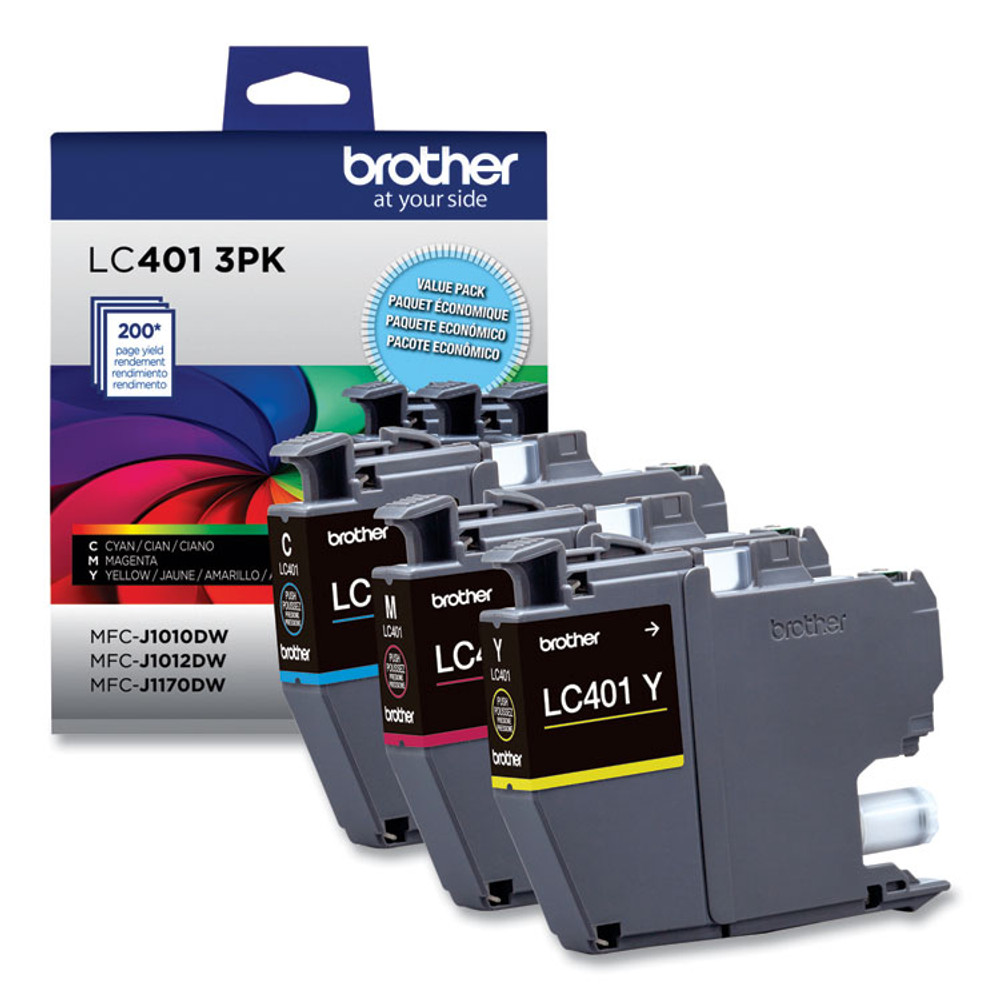 BROTHER INTL. CORP. LC4013PKS LC4013PKS Ink, 200 Page-Yield, Cyan/Magenta/Yellow, 3/Pack
