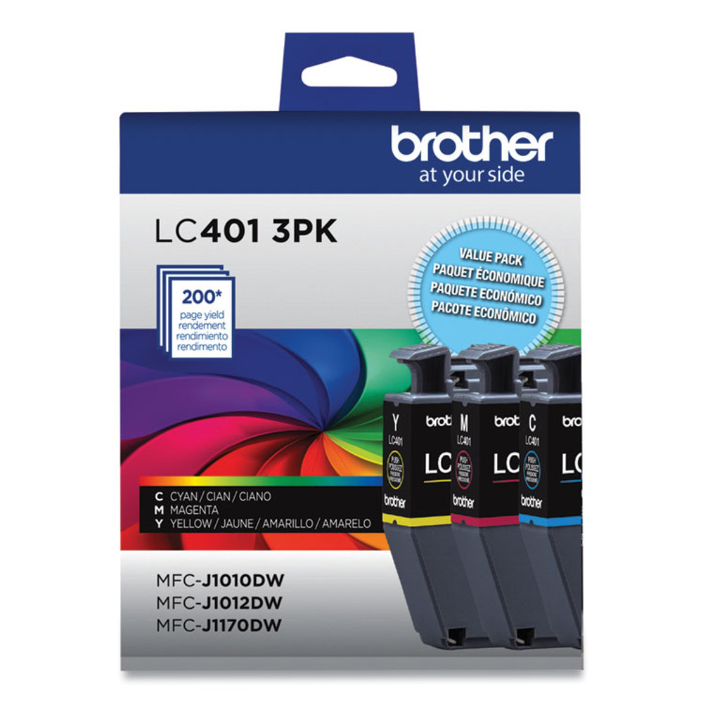 BROTHER INTL. CORP. LC4013PKS LC4013PKS Ink, 200 Page-Yield, Cyan/Magenta/Yellow, 3/Pack