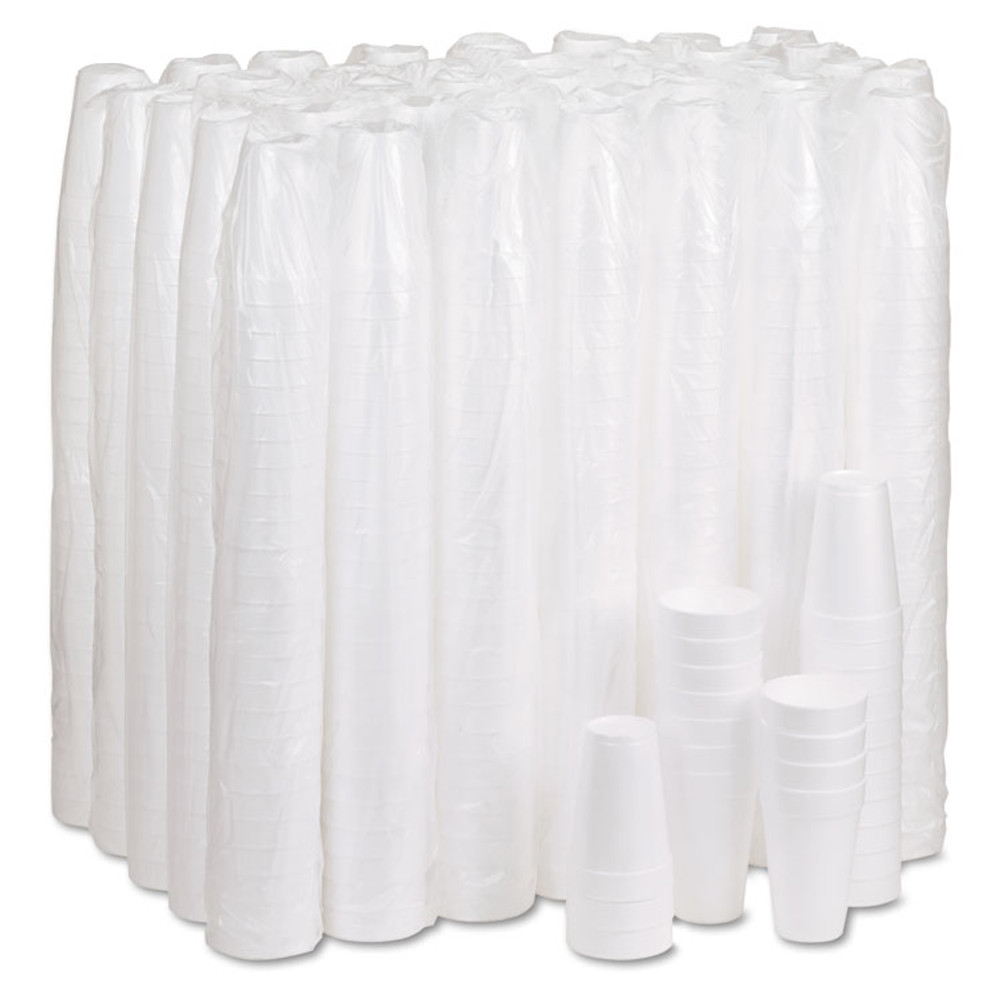 DART 16J16 Foam Drink Cups, 16 oz, White, 25/Bag, 40 Bags/Carton