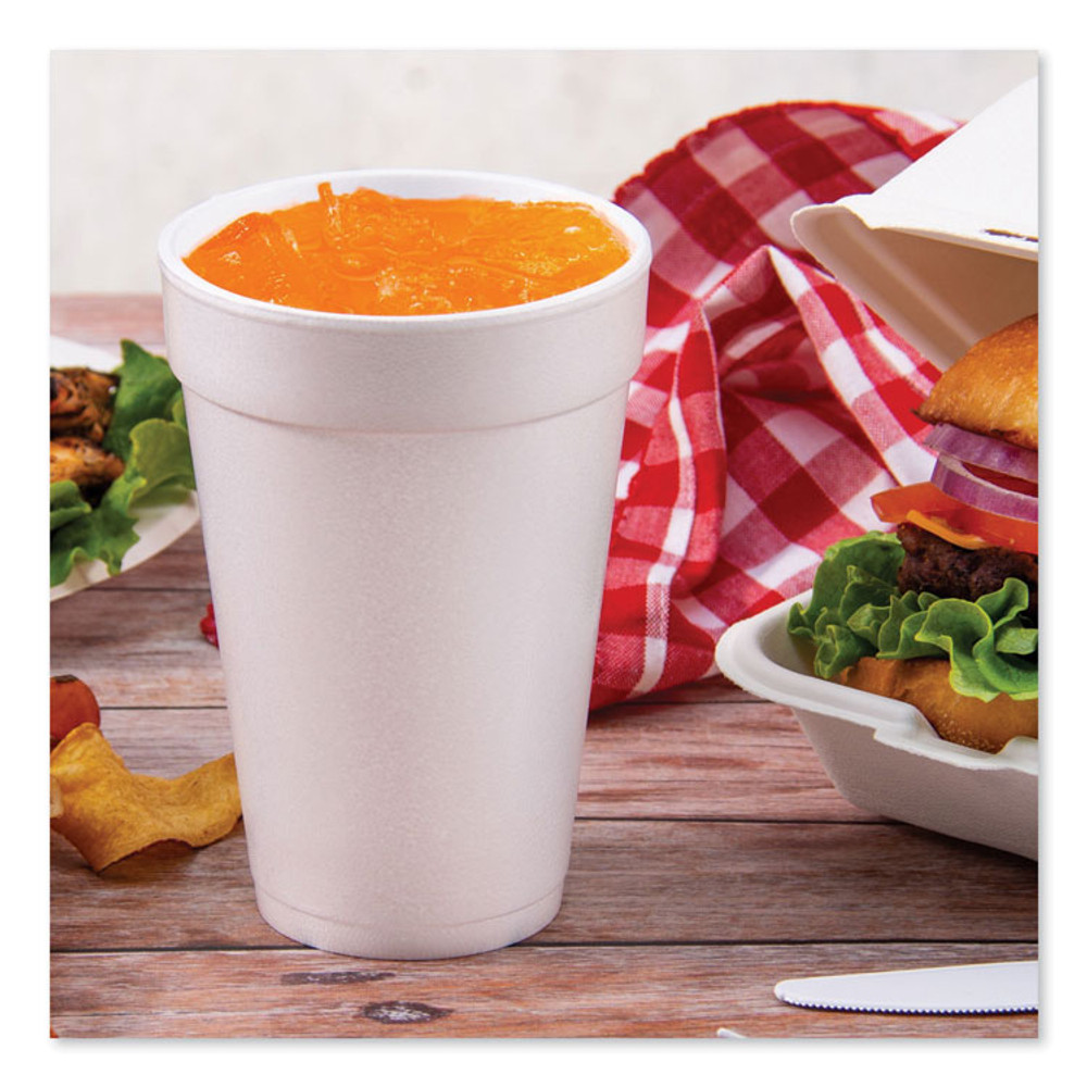 DART 16J16 Foam Drink Cups, 16 oz, White, 25/Bag, 40 Bags/Carton