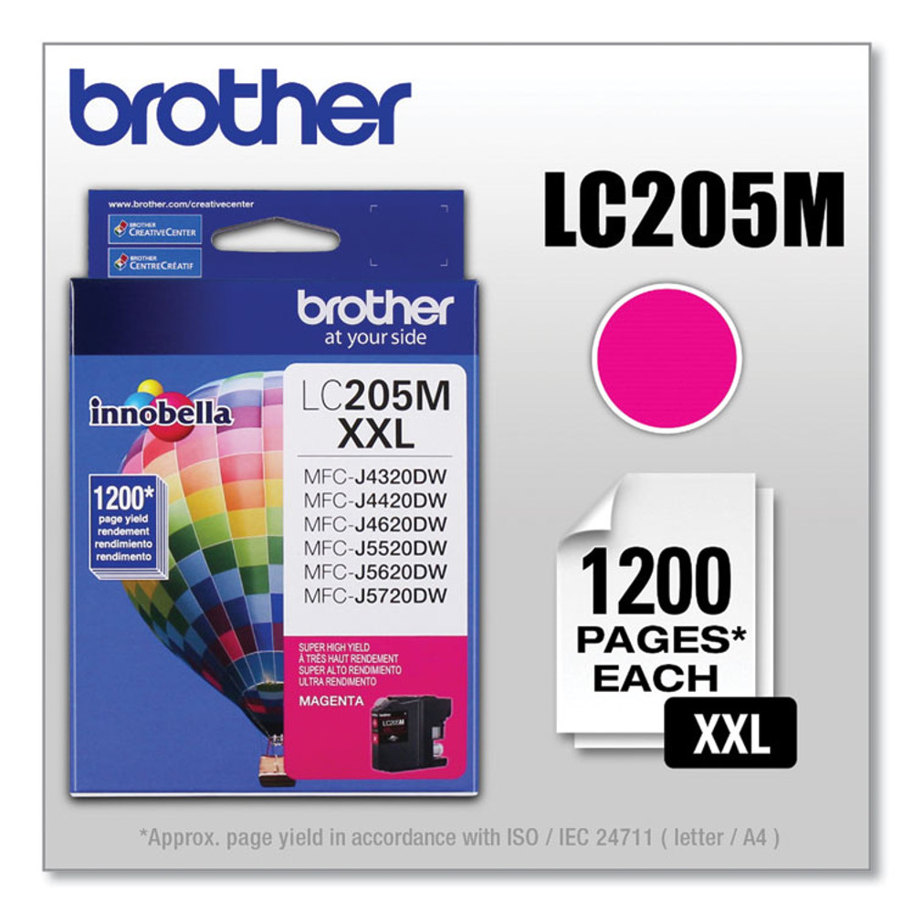 BROTHER INTL. CORP. LC205M LC205M Innobella Super High-Yield Ink, 1,200 Page-Yield, Magenta