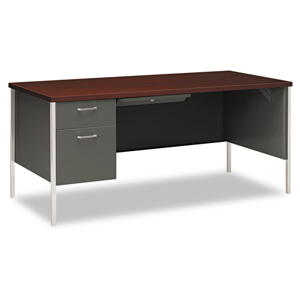 HON COMPANY 34974LNS 34000 Series Left Pedestal Desk, 66" x 30" x 29.5", Mahogany/Charcoal