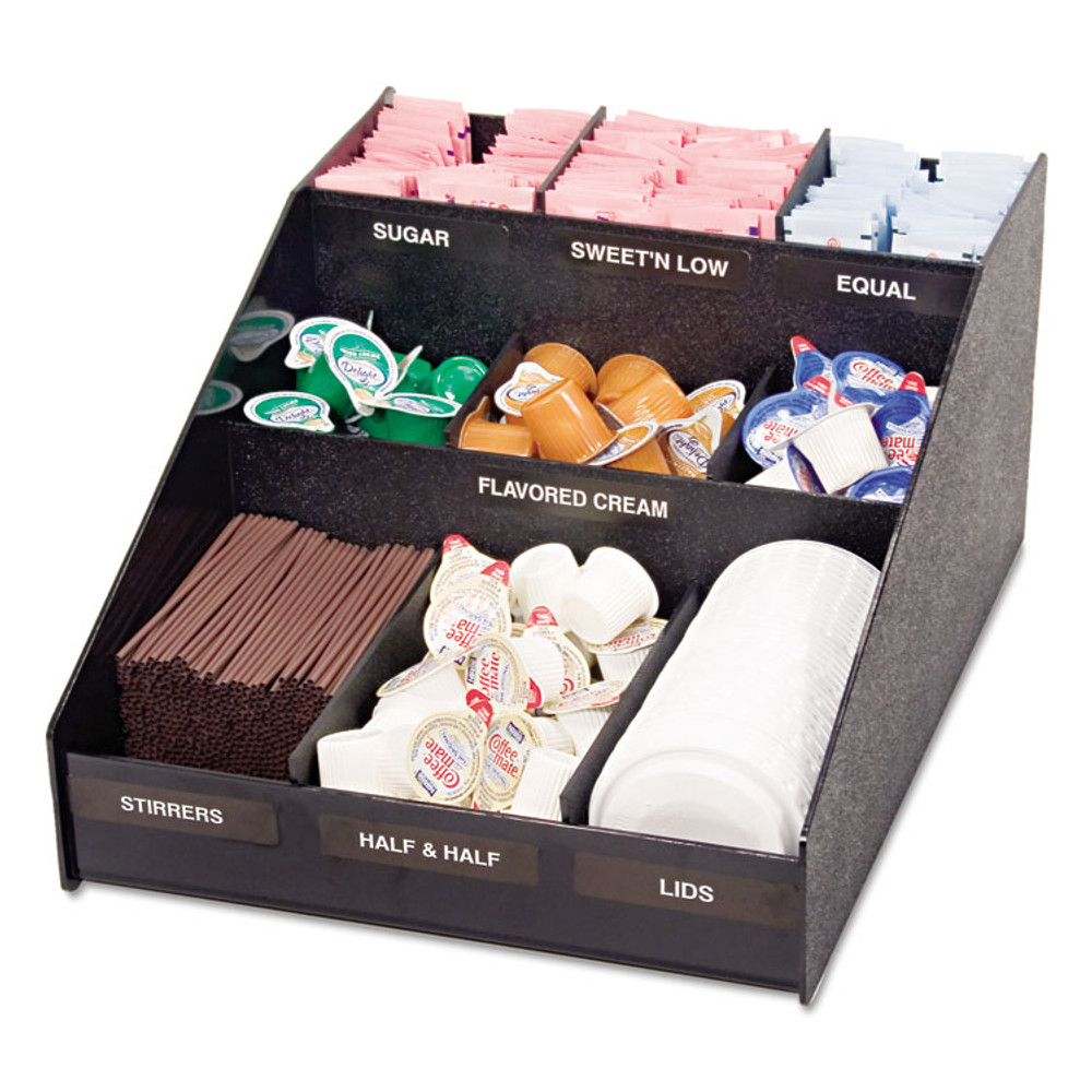 ADVANTUS CORPORATION Vertiflex® Commercial Grade VFCC1200 Horizontal Condiment Organizer, 9 Compartments, 12 x 16 x 7.5, Black