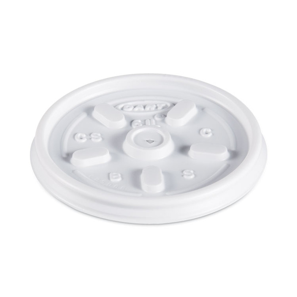 DART 6JL Plastic Lids for Foam Containers, Vented, Fits 3.5-6 oz, White, 100/Pack, 10 Packs/Carton