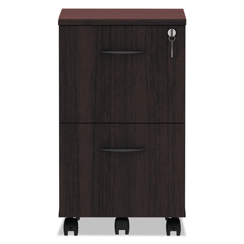 ALERA VA582816MY Alera Valencia Series Mobile Pedestal, Left or Right, 2 Legal/Letter-Size File Drawers, Mahogany, 15.38" x 20" x 26.63"