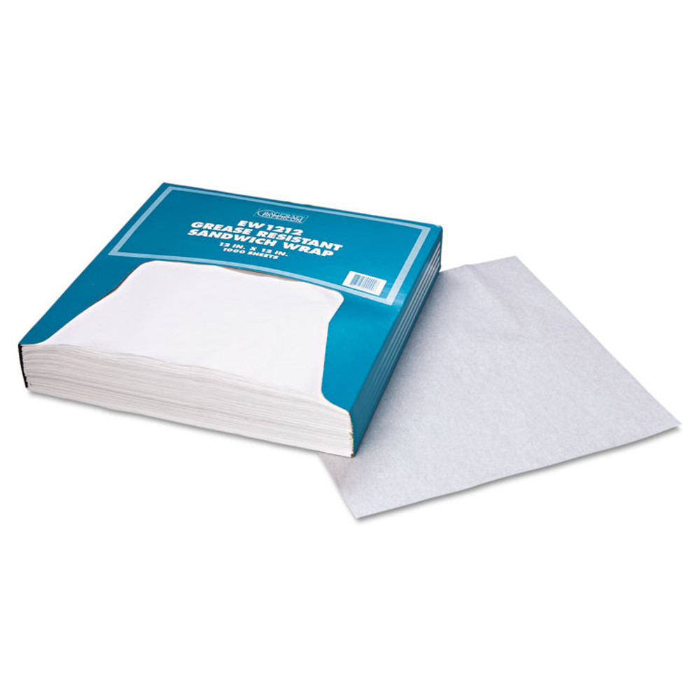 BAGCRAFT 057012 Grease-Resistant Paper Wraps and Liners, 12 x 12, White, 1,000/Box, 5 Boxes/Carton