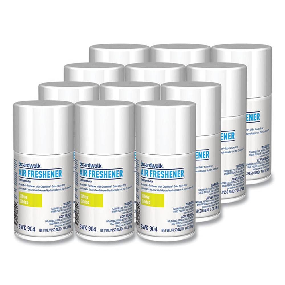 BOARDWALK 904 Metered Air Freshener Refill, Citrus Sunrise Scent, 7 oz Aerosol Spray, 12/Carton