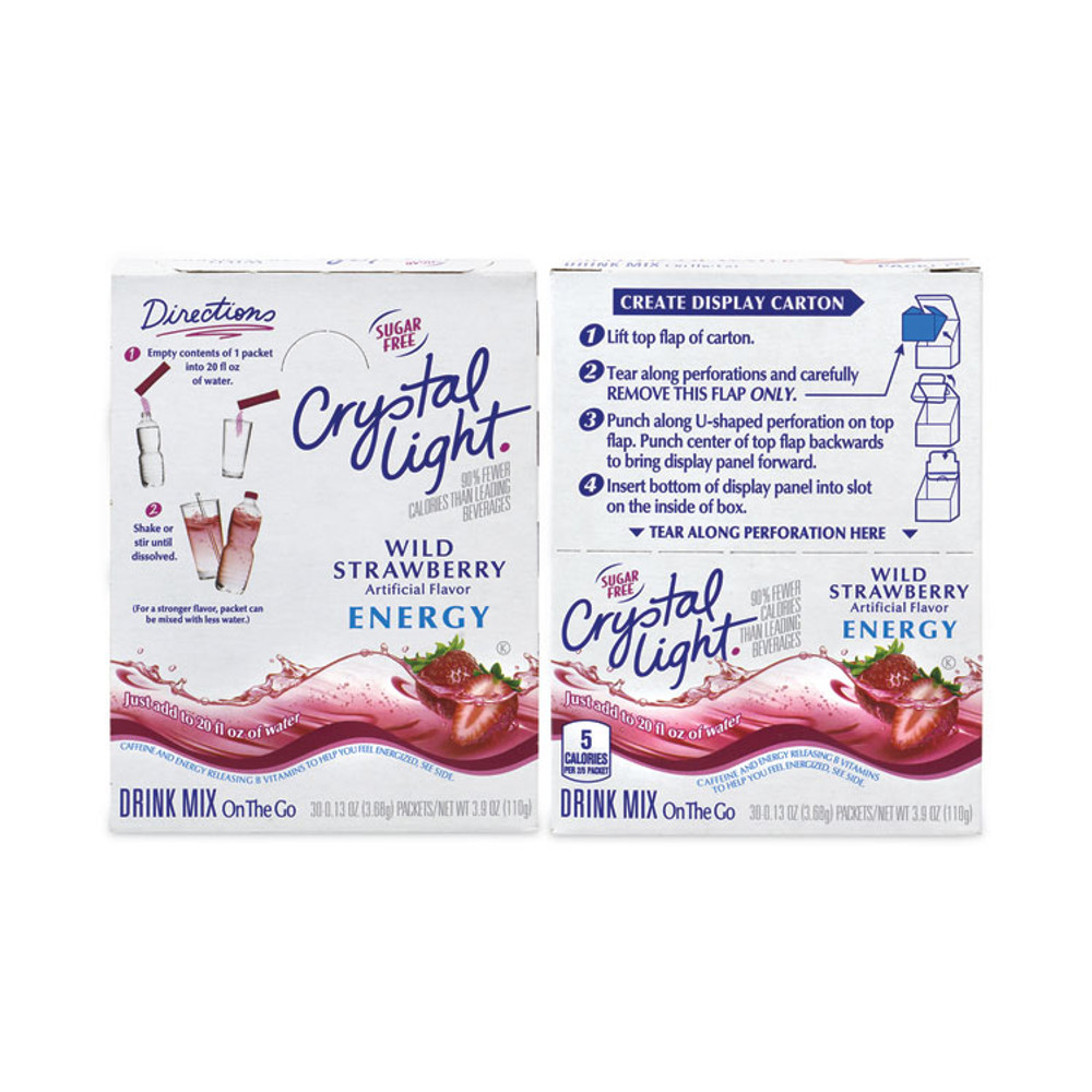 KRAFT FOODS, INC Crystal Light® 30700158 On-The-Go Sugar-Free Drink Mix, Wild Strawberry Energy, 0.13 oz Single-Serving, 30/Pack, 2 Packs/Carton