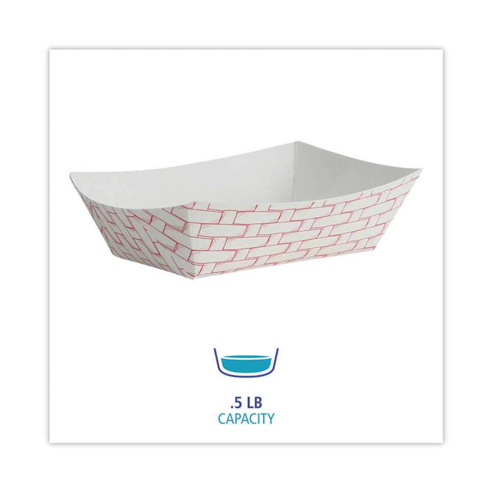 BOARDWALK 30LAG050 Paper Food Baskets, 0.5 lb Capacity, Red/White, 1,000/Carton