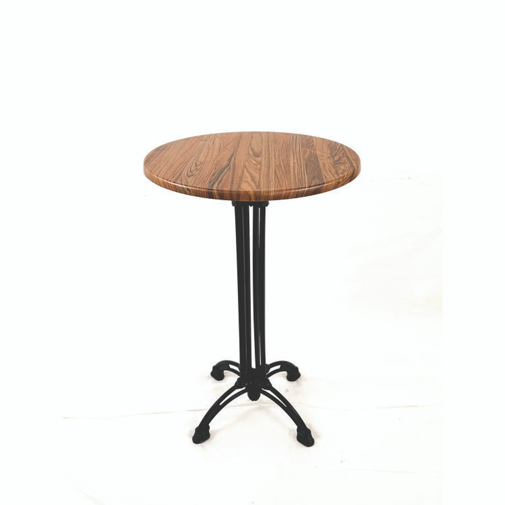 JMC FURNITURE 106A24R8 Topalit Tables, Round, 24" dia x 42"h, Teak Top, Black Aluminum Base/Legs