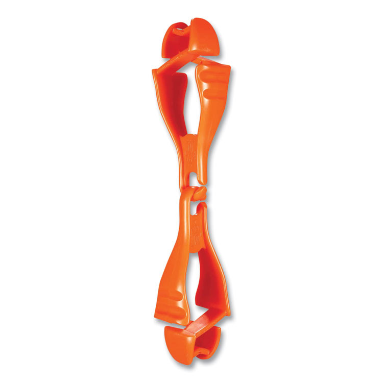 TENACIOUS HOLDINGS, INC. ergodyne® 19718BULK Squids 3400 Glove Clip Holder with Dual Clips, 1 x 1 x 6.5, Acetal Copolymer, Orange, 100/Carton