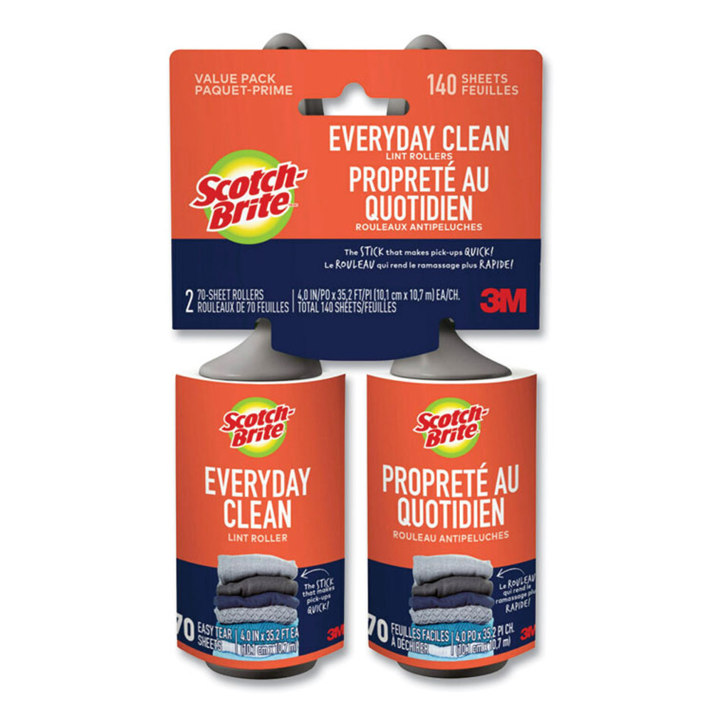 3M/COMMERCIAL TAPE DIV. Scotch-Brite™ 836RS70TP Everyday Clean Lint Roller, 70 Sheets/Roll, 2/Pack