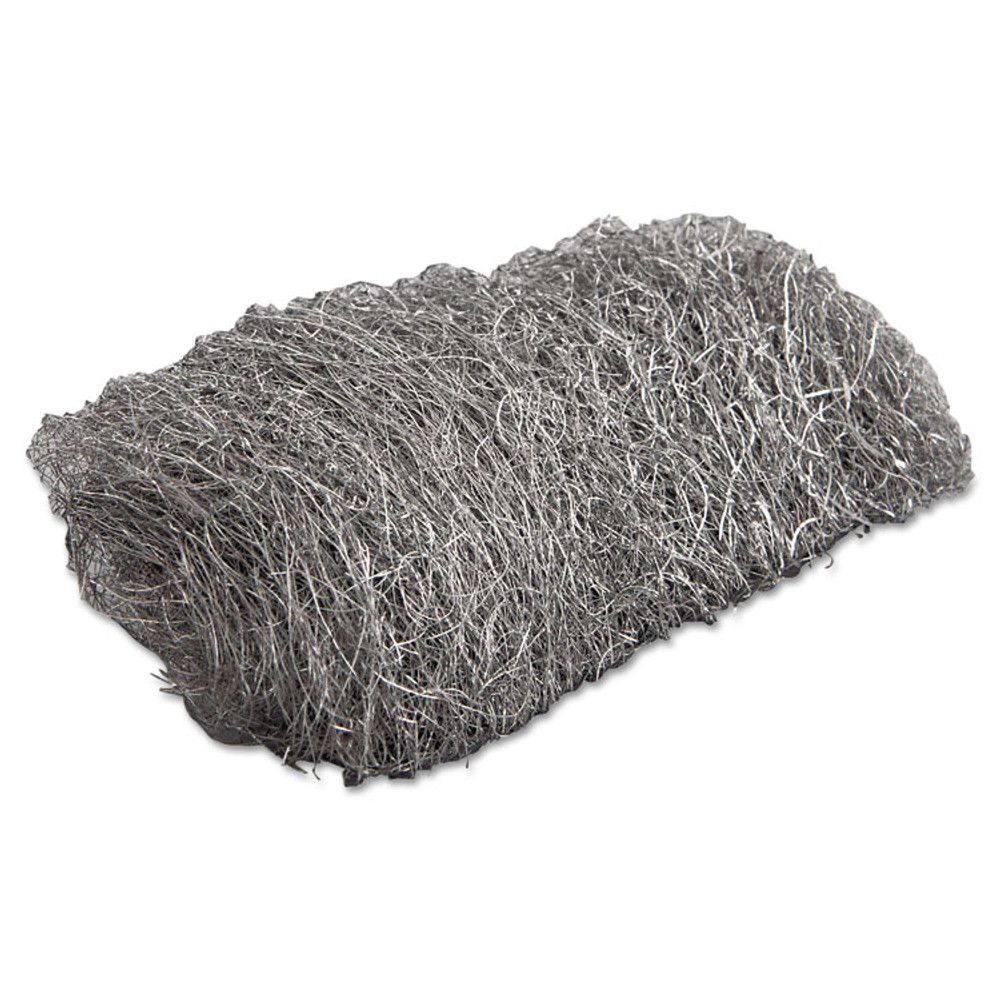 GLOBAL MATERIAL TECHNOLOGIES GMT 117006 Industrial-Quality Steel Wool Hand Pads, #3 Medium, Steel Gray, 16 Pads/Sleeve, 12 Sleeves/Carton