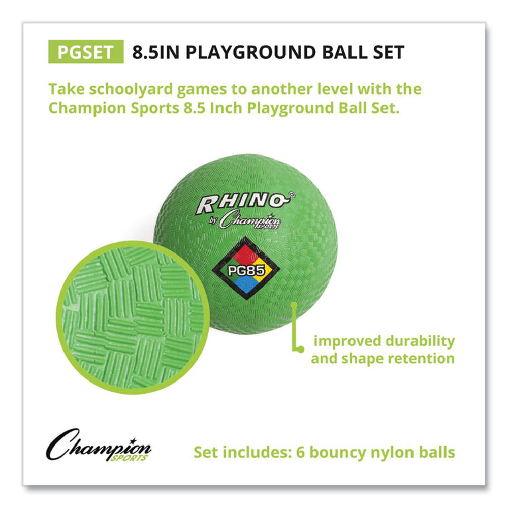 CHAMPION SPORT Sports PGSET Playground Ball Set, 8.5" Diameter, Assorted Colors, 6/Set
