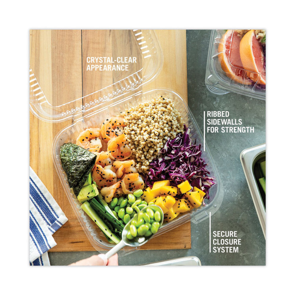 PACTIV EVERGREEN CORPORATION YCI821200000 SENSATION SmartLock Hinged Lid Container, 8.34 x 8.24 x 3.05, Clear, Plastic, 200/Carton