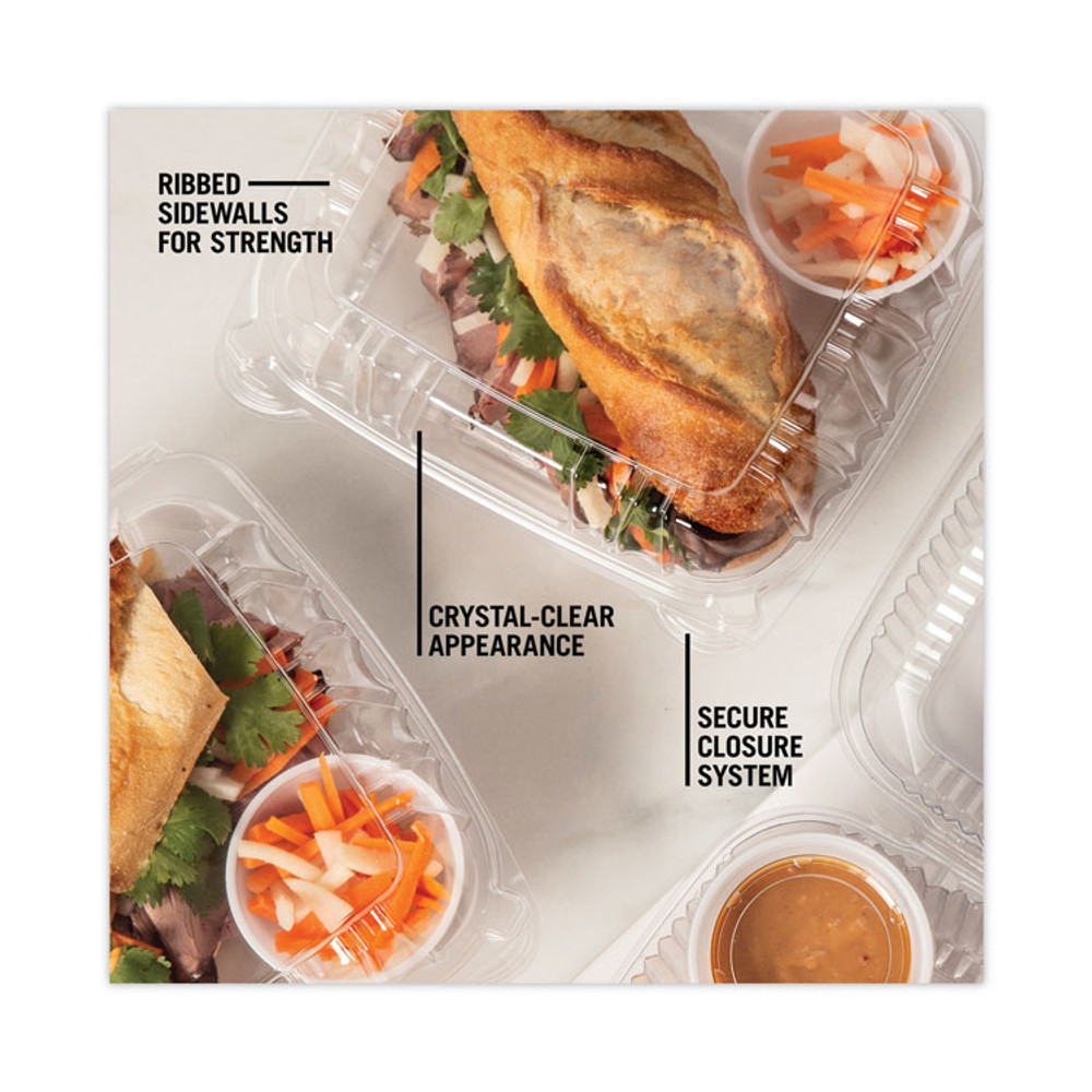 PACTIV EVERGREEN CORPORATION YCI821200000 SENSATION SmartLock Hinged Lid Container, 8.34 x 8.24 x 3.05, Clear, Plastic, 200/Carton