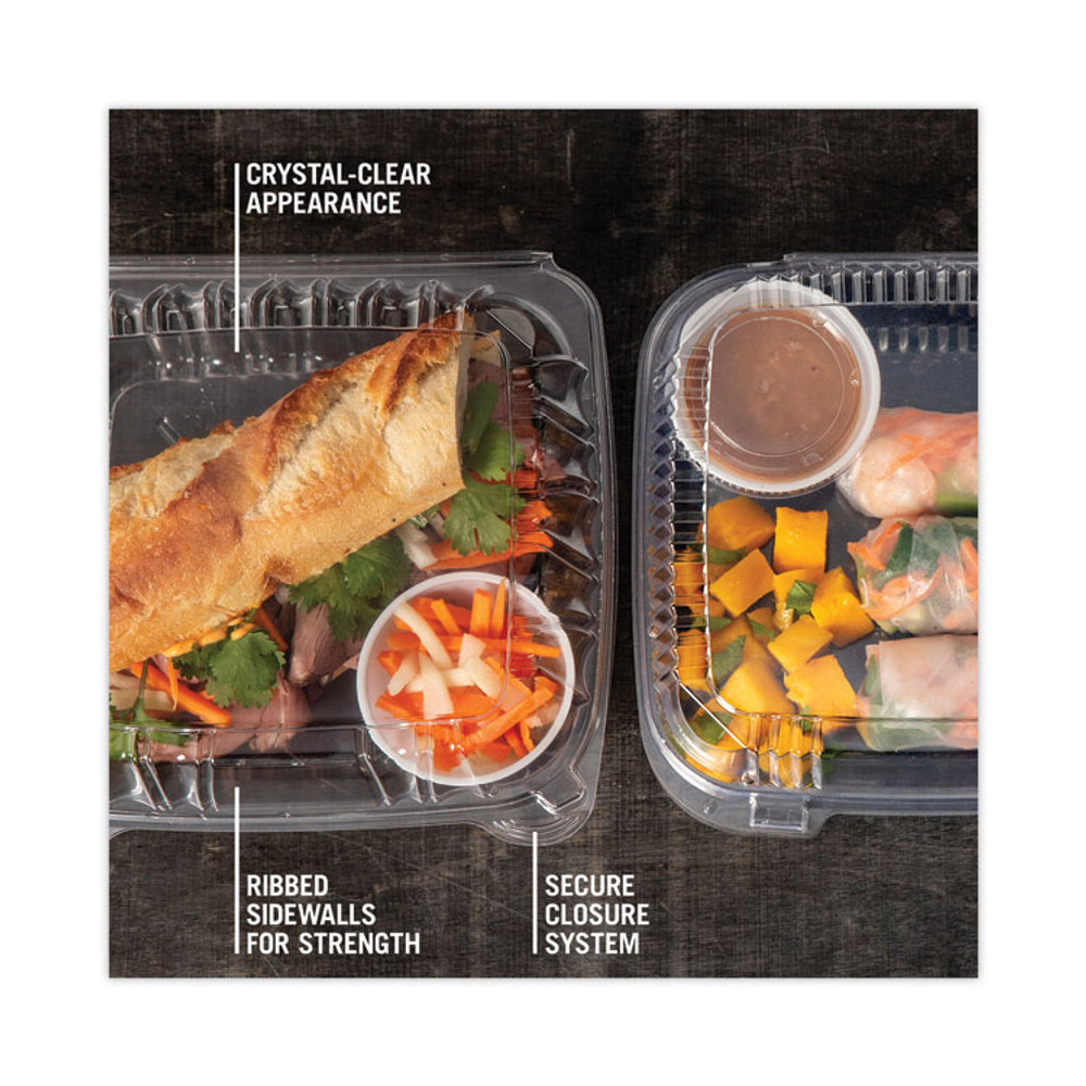 PACTIV EVERGREEN CORPORATION YCI821200000 SENSATION SmartLock Hinged Lid Container, 8.34 x 8.24 x 3.05, Clear, Plastic, 200/Carton