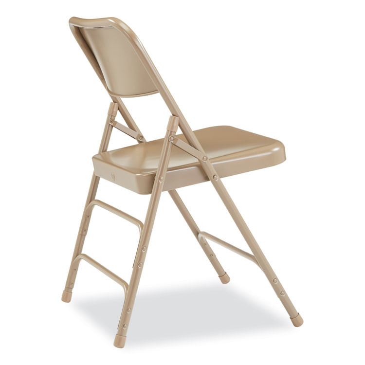 NATIONAL PUBLIC SEATING NPS® 301 300 Series Deluxe All-Steel Triple Brace Folding Chair, Supports Up to 480 lb, 17.25" Seat Height, Beige, 4/Carton