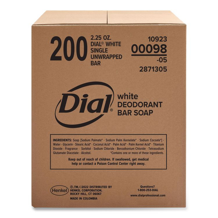DIAL PROFESSIONAL 00098 Antibacterial Deodorant Bar Soap, Clean Fresh Scent, 2.5 oz, 200/Carton