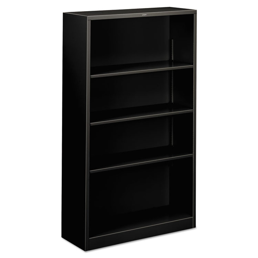 HON COMPANY S60ABCP Metal Bookcase, Four-Shelf, 34.5w x 12.63d x 59h, Black