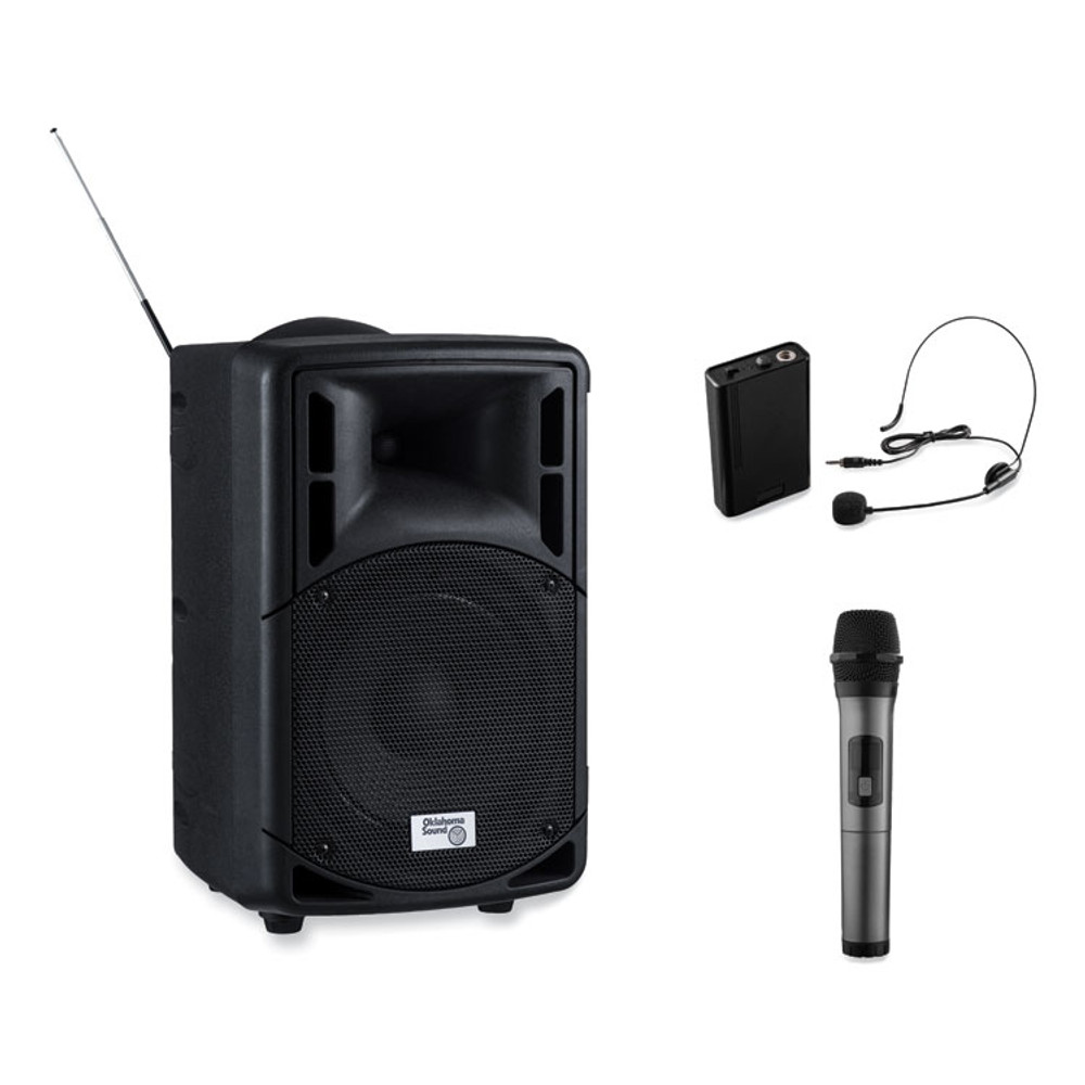 NATIONAL PUBLIC SEATING Oklahoma Sound® PRA8000PRA87 Wireless PA System with Wireless Headset Microphone, 40 W, Black