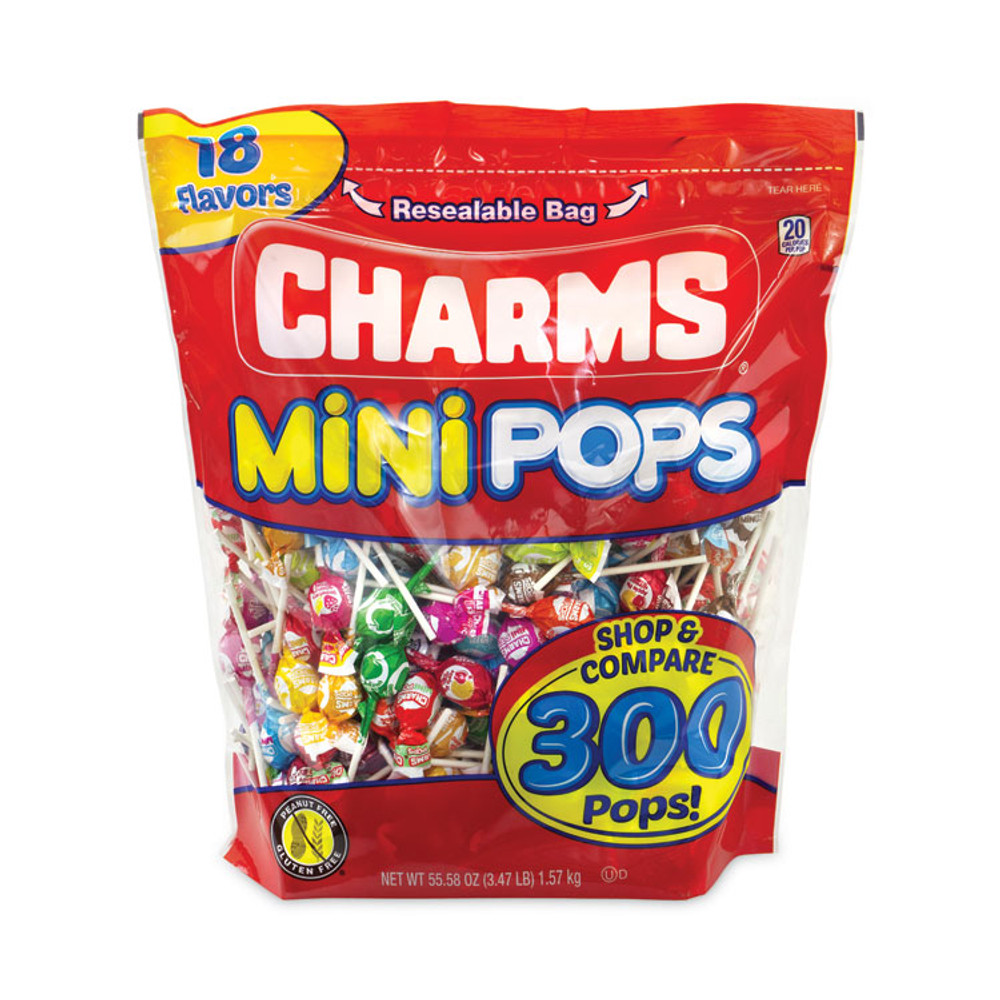 TOOTSIE ROLL INDUSTRIES Charms® 20902010 Mini Pops, 3.74 lb Bag, Assorted Flavors, 300/Bag