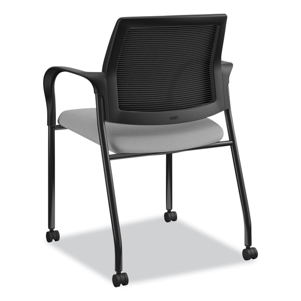 HON COMPANY IS107HIMCU22 Ignition Series Mesh Back Mobile Stacking Chair, Fabric Seat, 25" x 21.75" x 33.5", Frost Seat, Black Back, Black Base