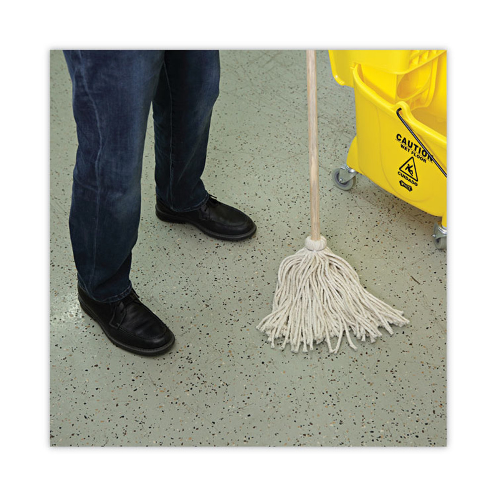 BOARDWALK 112C Handle/Deck Mops, #12 White Cotton Head, 48" Natural Wood Handle, 6/Pack