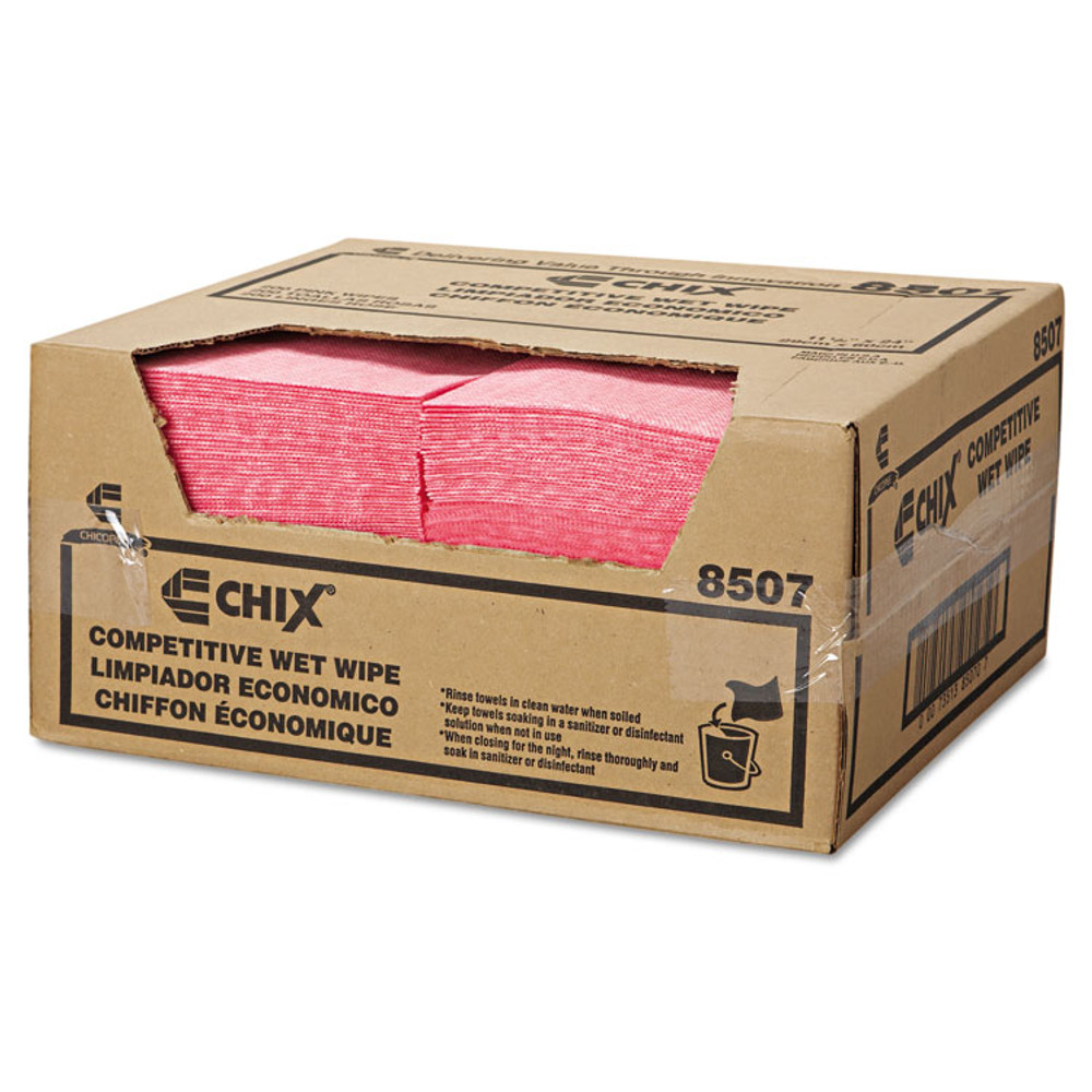 CHICOPEE, INC Chix® 8507 Wet Wipes, Diamond-Pattern Design, 11.5 x 24, White/Pink, 200/Carton