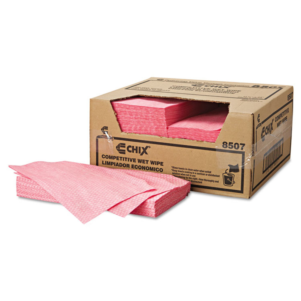 CHICOPEE, INC Chix® 8507 Wet Wipes, Diamond-Pattern Design, 11.5 x 24, White/Pink, 200/Carton