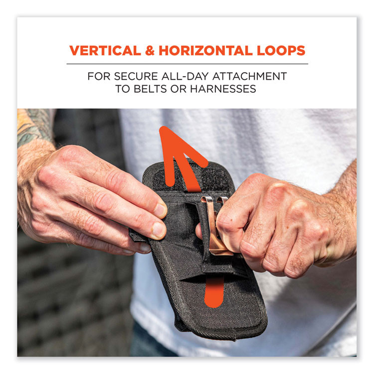 TENACIOUS HOLDINGS, INC. ergodyne® 19186 Squids 5544 Phone Style Scanner Holster with Belt Clip and Loops, 1 Compartment, 3.75 x 1 x 6.5, Polyester,Black