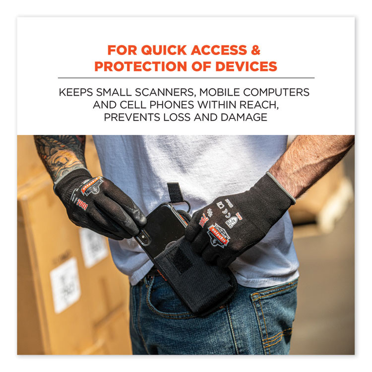 TENACIOUS HOLDINGS, INC. ergodyne® 19186 Squids 5544 Phone Style Scanner Holster with Belt Clip and Loops, 1 Compartment, 3.75 x 1 x 6.5, Polyester,Black