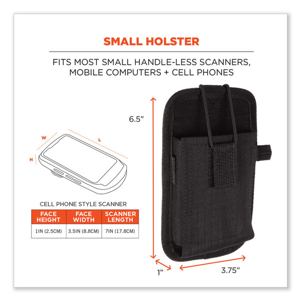 TENACIOUS HOLDINGS, INC. ergodyne® 19186 Squids 5544 Phone Style Scanner Holster with Belt Clip and Loops, 1 Compartment, 3.75 x 1 x 6.5, Polyester,Black