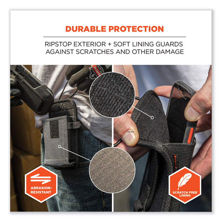 TENACIOUS HOLDINGS, INC. ergodyne® 19186 Squids 5544 Phone Style Scanner Holster with Belt Clip and Loops, 1 Compartment, 3.75 x 1 x 6.5, Polyester,Black