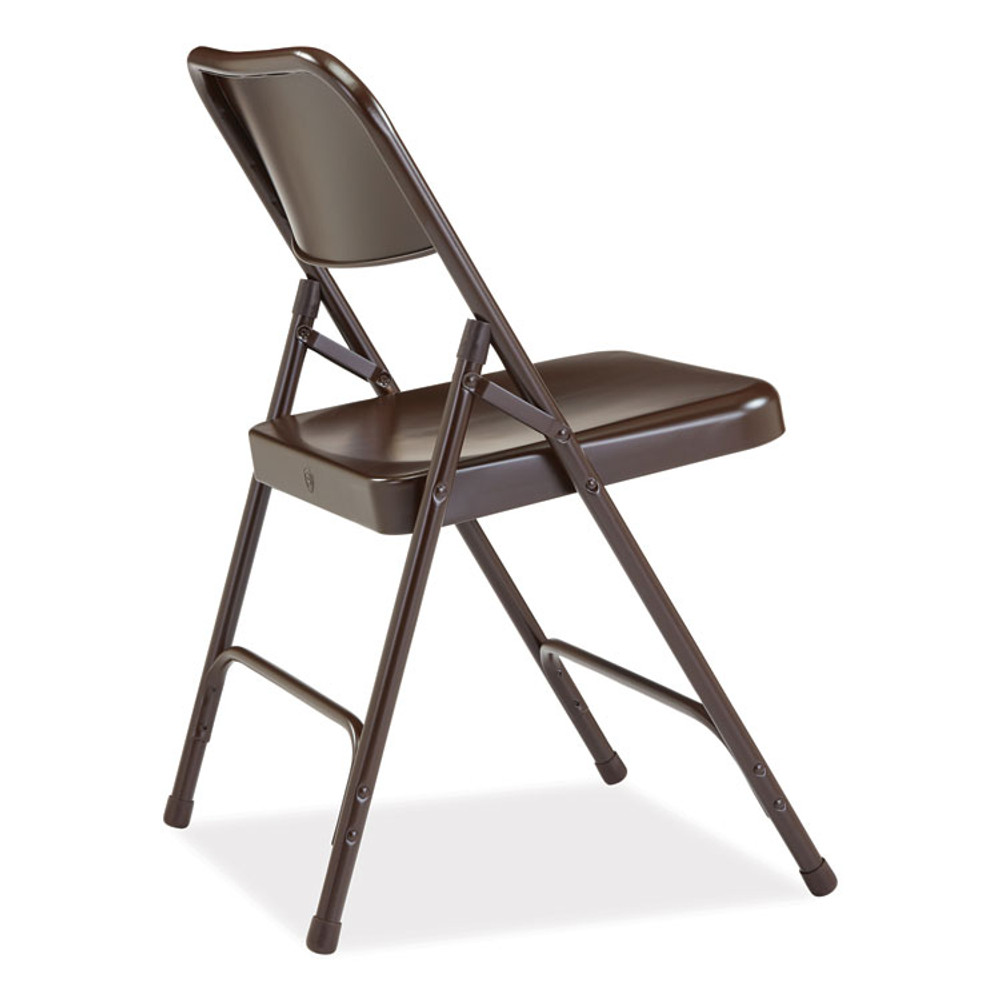 NATIONAL PUBLIC SEATING NPS® 203 200 Series Premium All-Steel Double Hinge Folding Chair, Supports Up to 500 lb, 17.25" Seat Height, Brown, 4/Carton