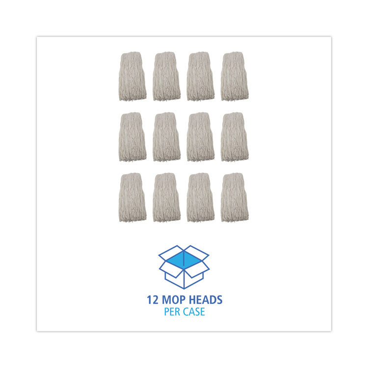 BOARDWALK 224RCT Premium Cut-End Wet Mop Heads, Rayon, 24 oz, White, 12/Carton
