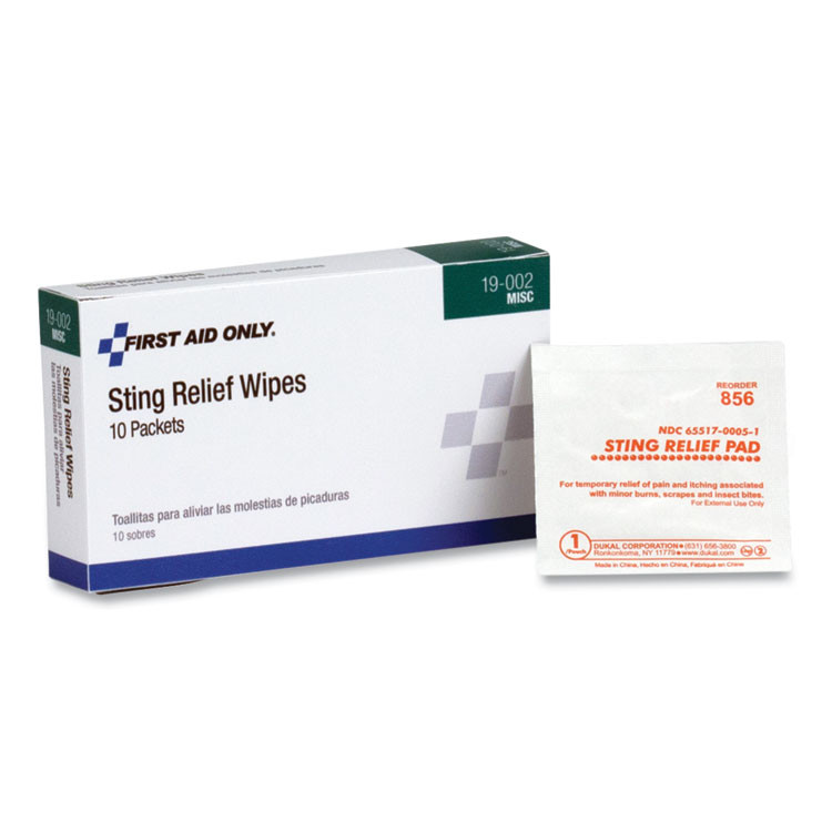 FIRST AID ONLY, INC. PhysiciansCare® by 19002 First Aid Sting Relief Pads, 10/Box