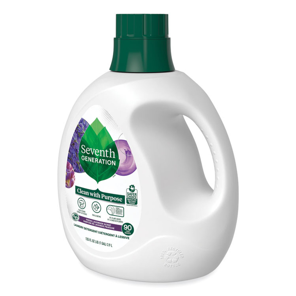 SEVENTH GENERATION 45064CT Natural Liquid Laundry Detergent, Fresh Lavender, 135 oz Bottle, 4/Carton